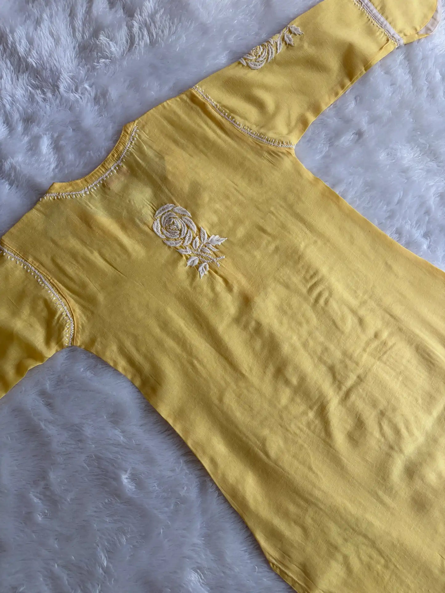 Rose Yellow Chikankari Kurta