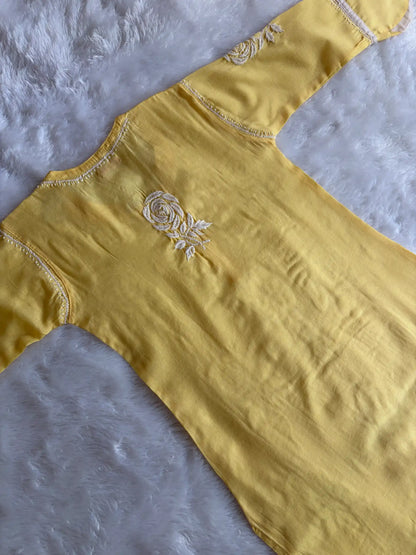 Rose Yellow Chikankari Kurta