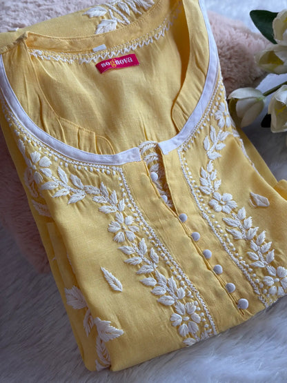 Rose Yellow Chikankari Kurta