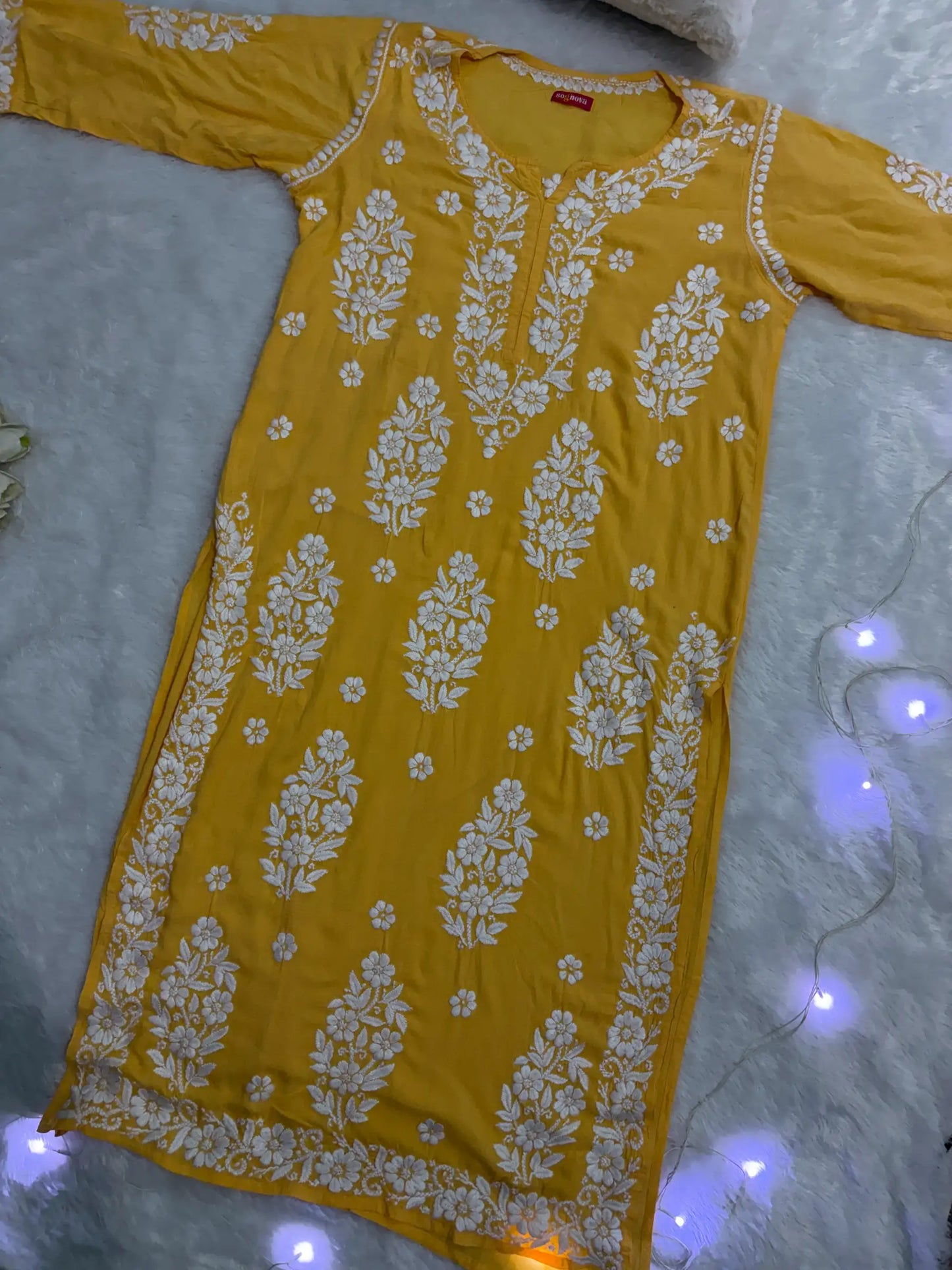 Yellow Chikankari Kurta