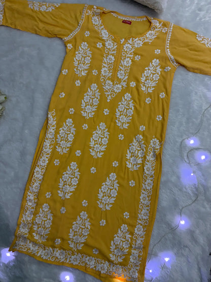 Yellow Chikankari Kurta