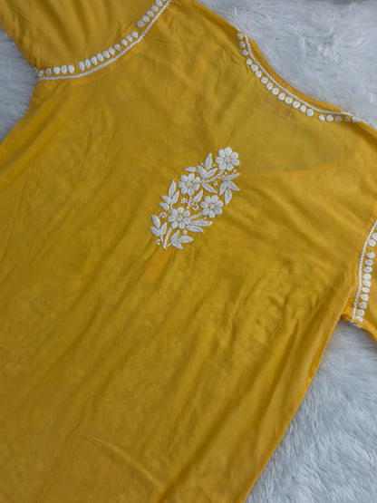 Yellow Chikankari Kurta