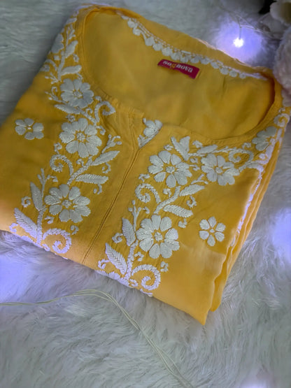 Yellow Chikankari Kurta