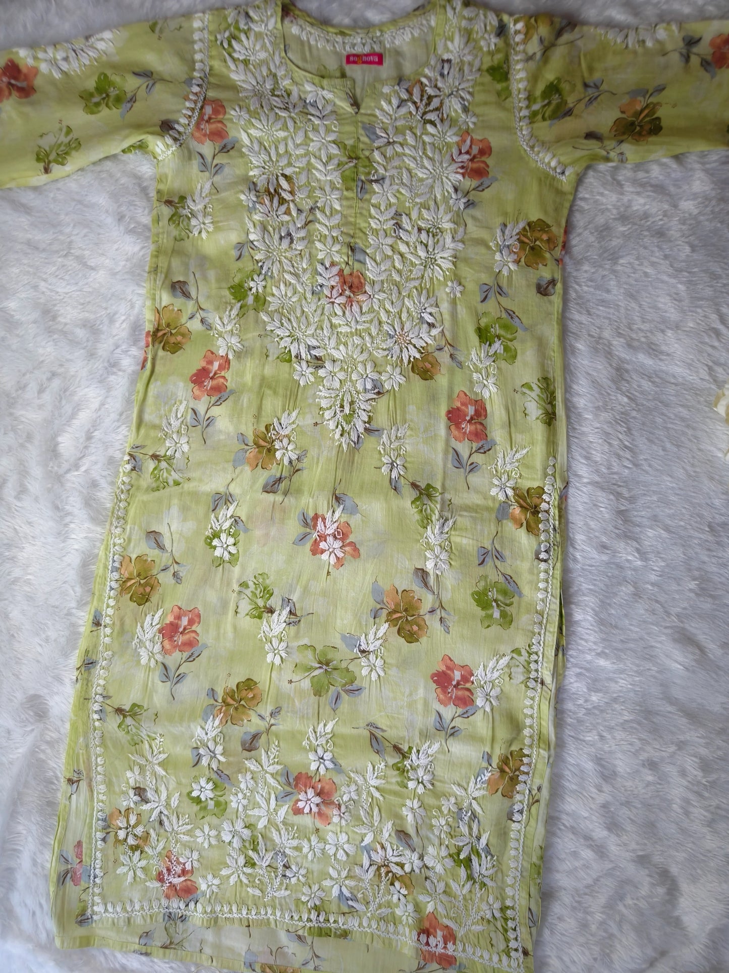 Lime Green Chikankari Kurta