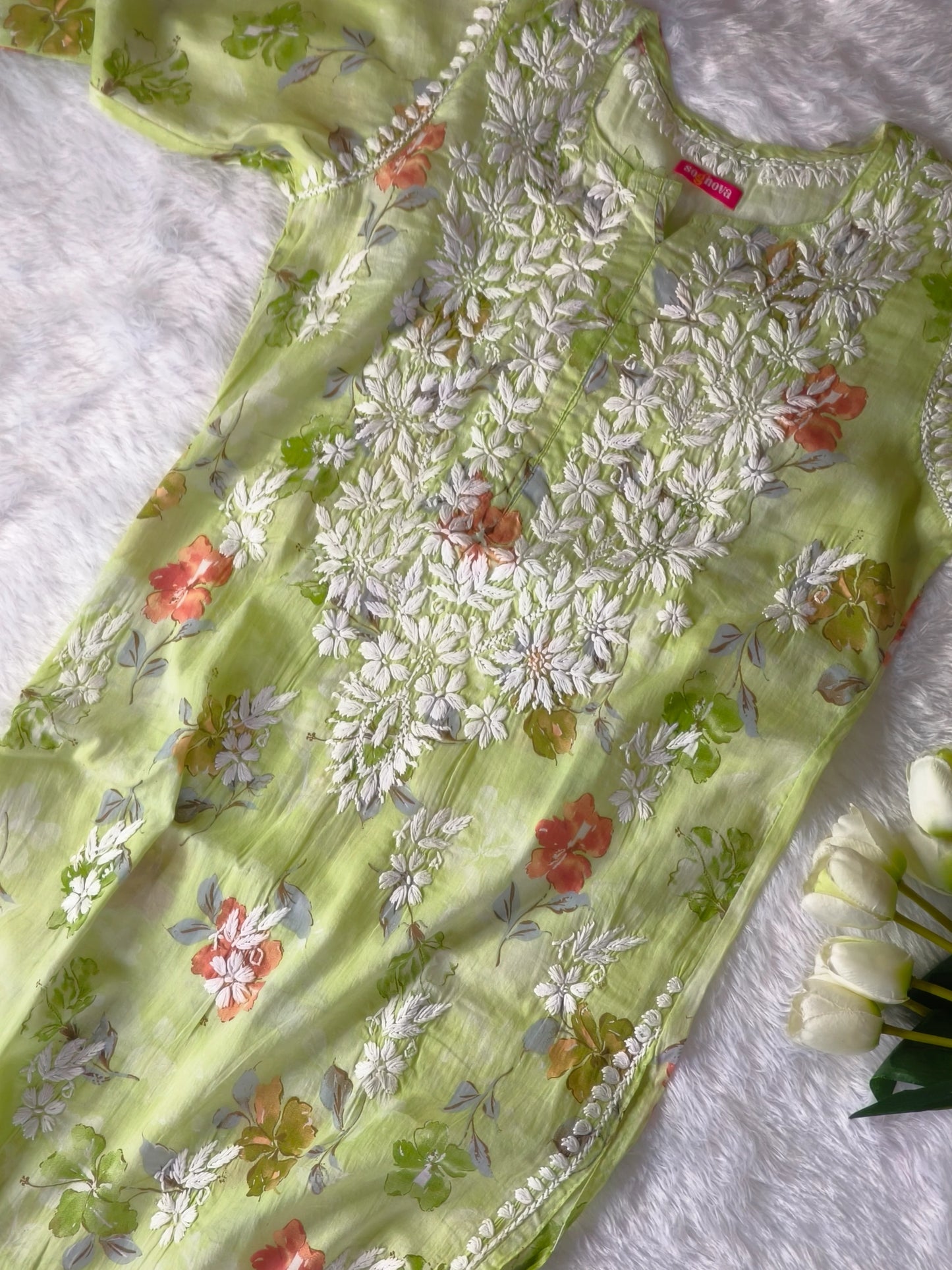 Lime Green Chikankari Kurta