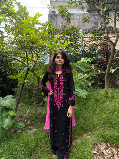 Black Chikankari Kurta Set with Dupatta