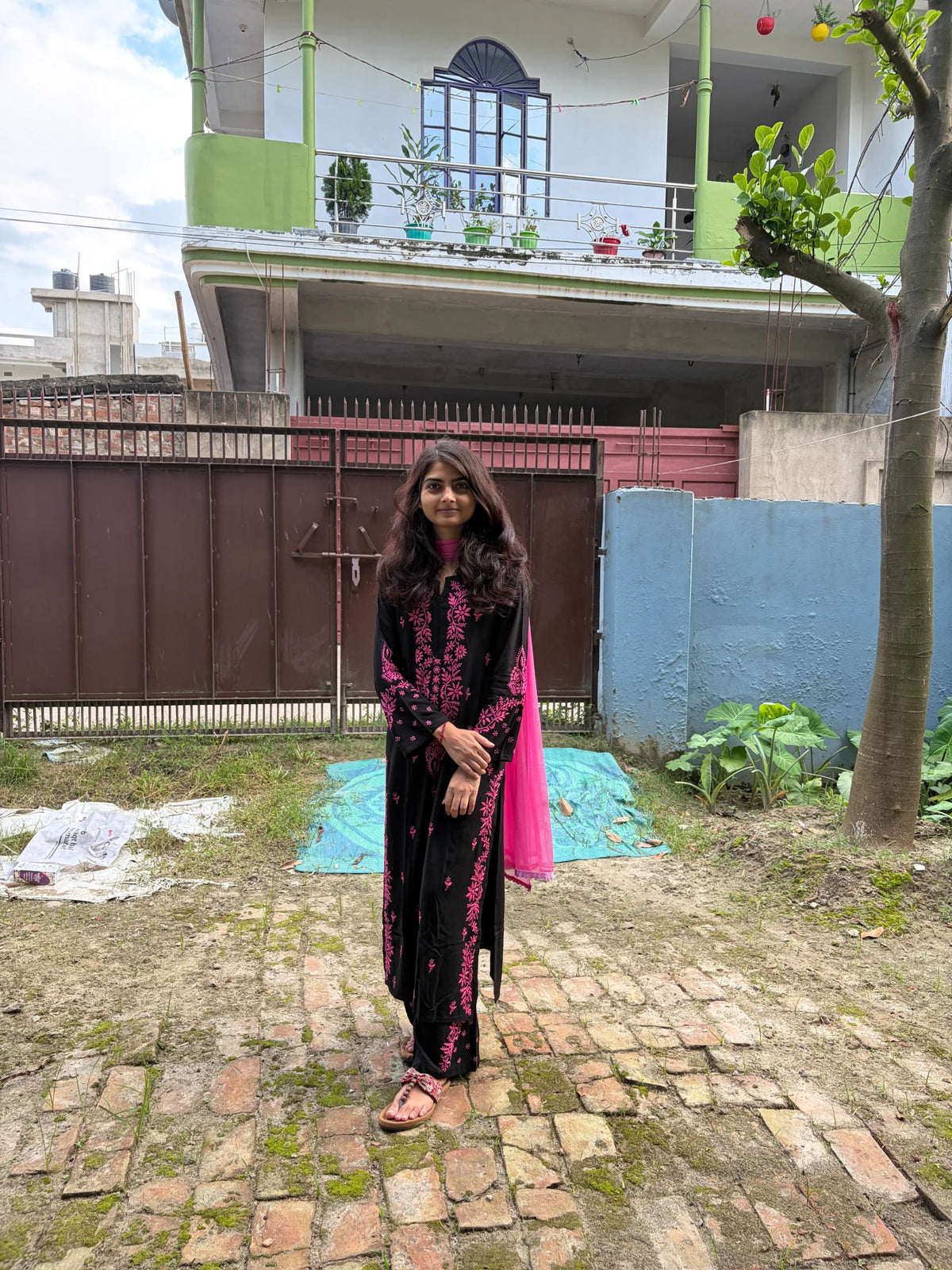 Black Chikankari Kurta Set with Dupatta