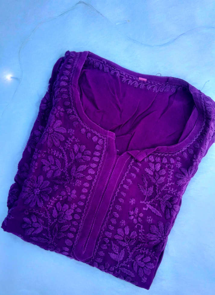 Purple Chikankari Kurta