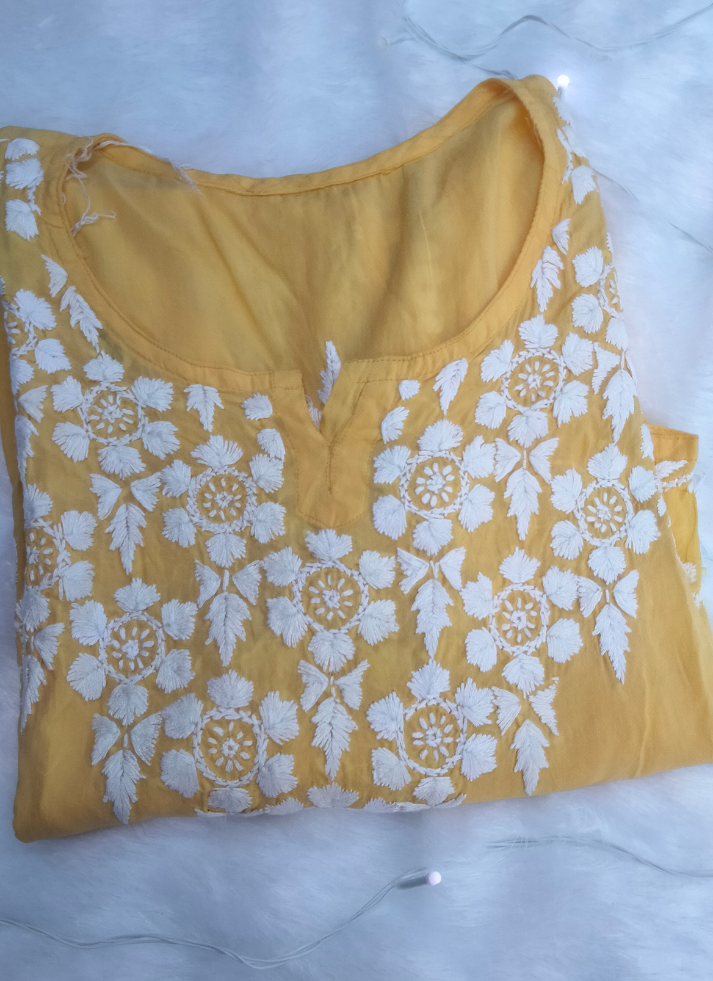 Yellow Chikankari Kurta