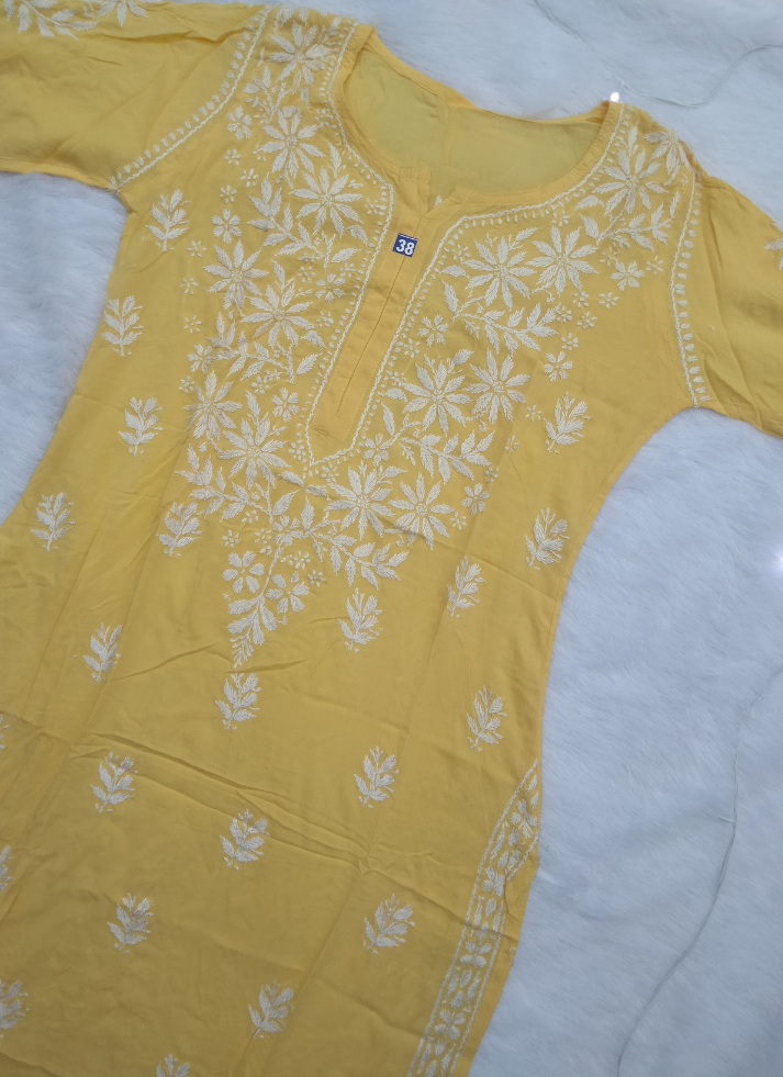 Yellow Chikankari Kurti