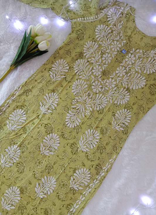 Green Chikankari Kurta