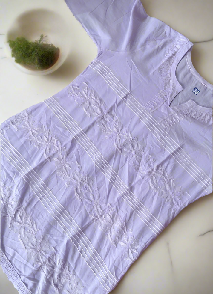 Purple Chikankari Short Kurti