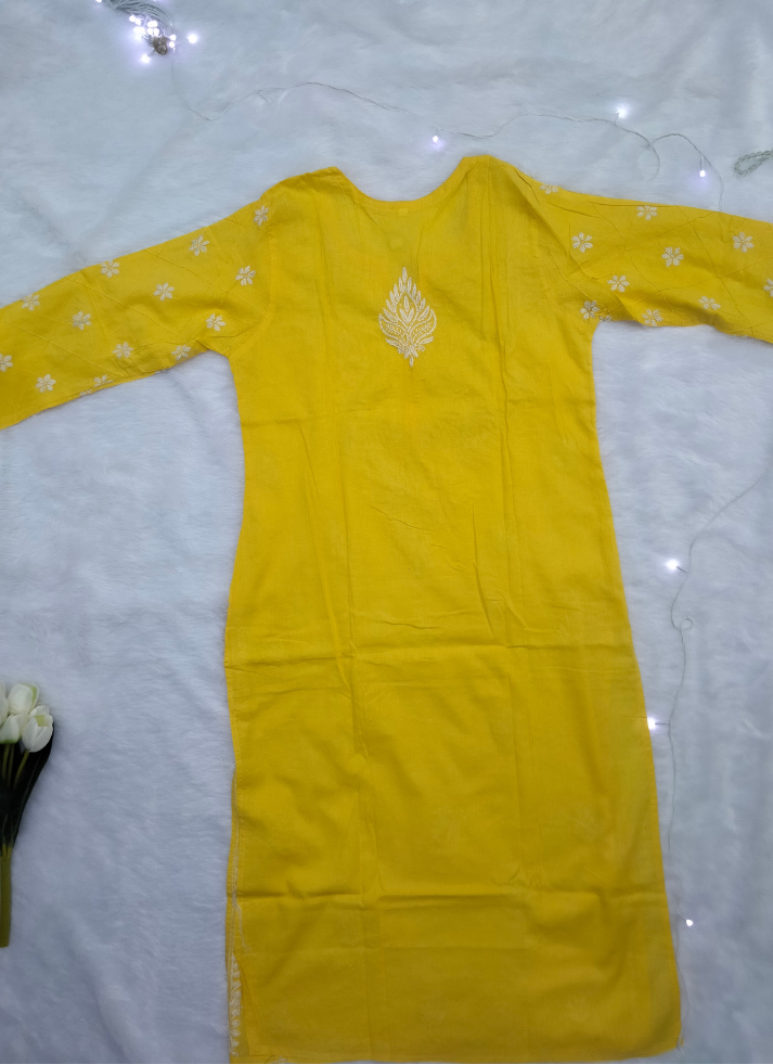 Yellow chikankari kurta