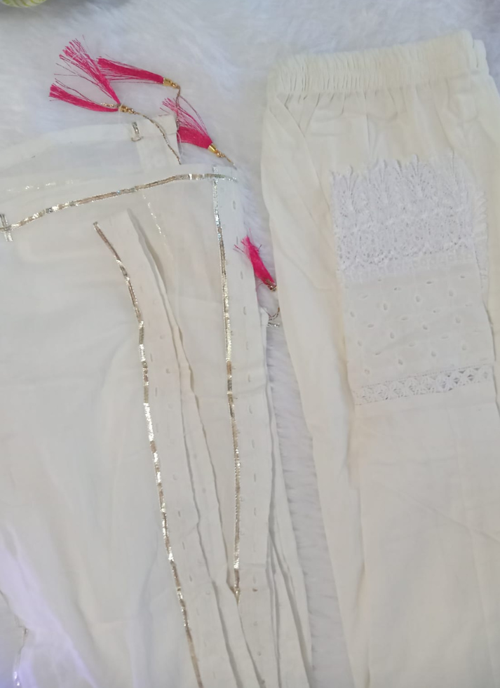 White Kurta  Set with Dupatta