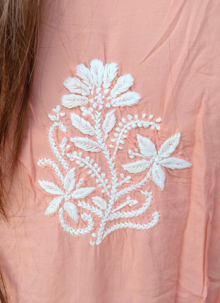 Orange Chikankari Kurta