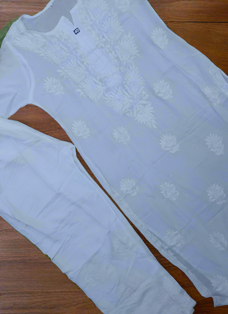 White Chikankari Kurta Set