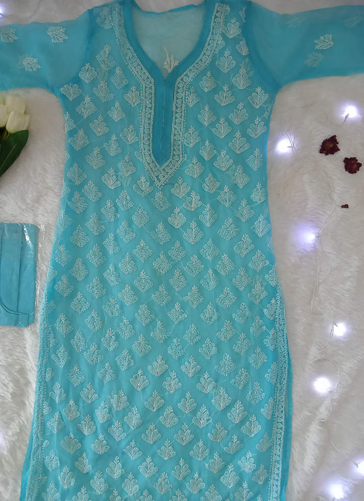 Sky Blue Chikankari Kurta