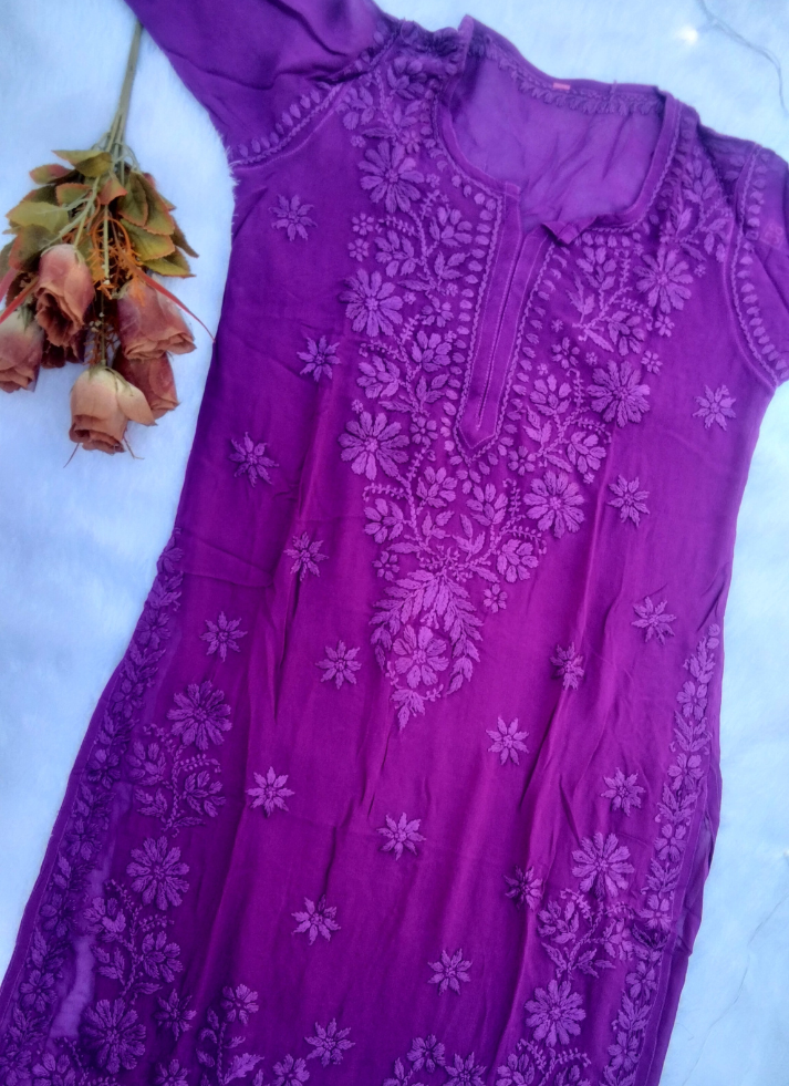 Purple Chikankari Kurta