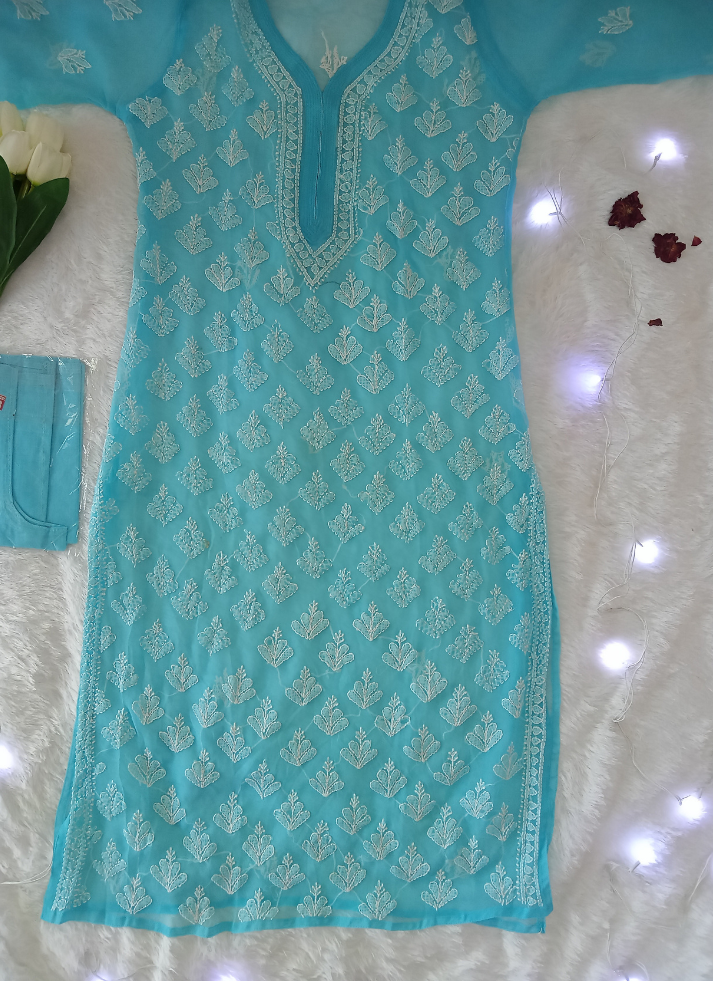 Sky Blue Chikankari Kurta