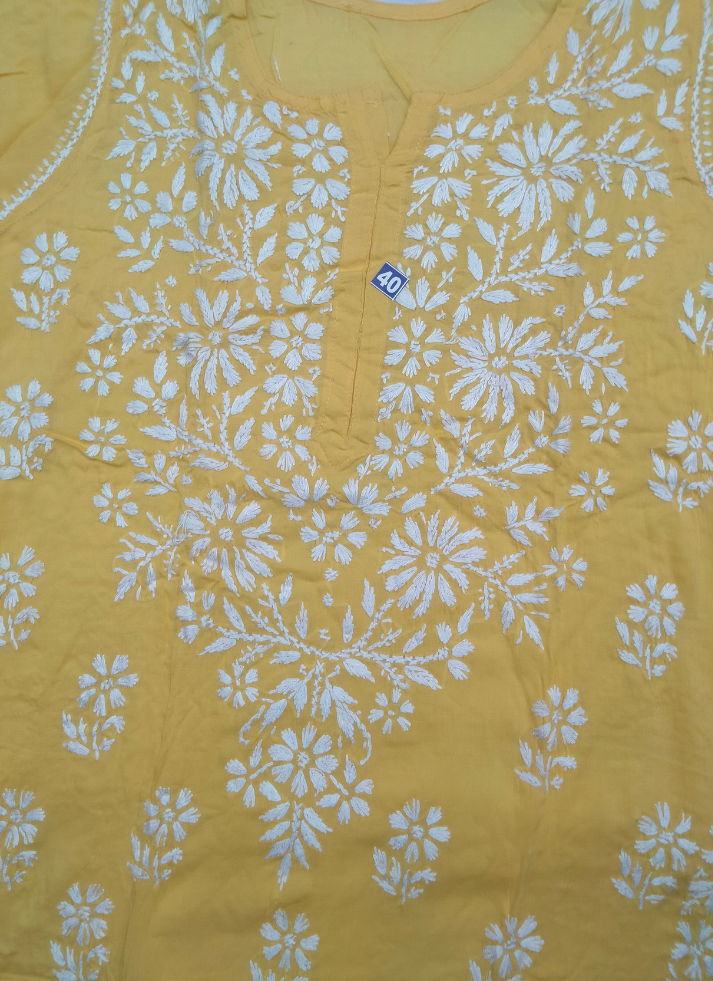 Yellow Chikankari Kurti