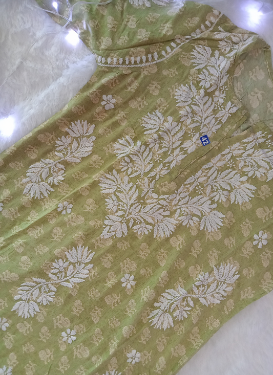 Green Chikankari Kurta Set