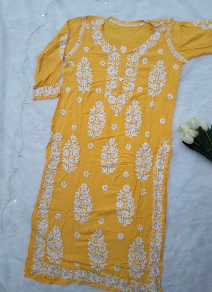 Yellow Chikankari Kurta