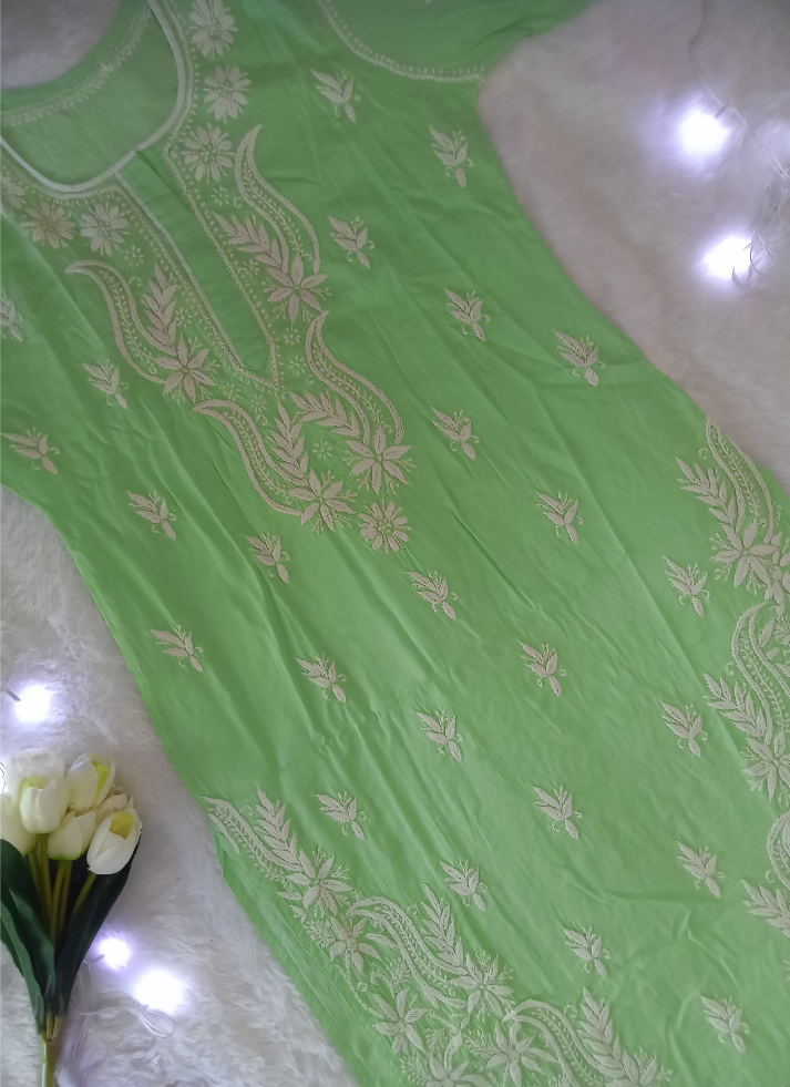 Green Chikankari Kurti