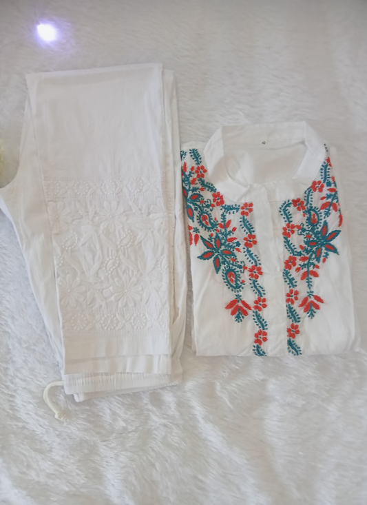 White Chikankari Kurta Set