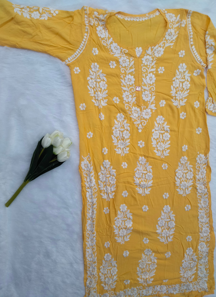 Yellow Chikankari Kurta