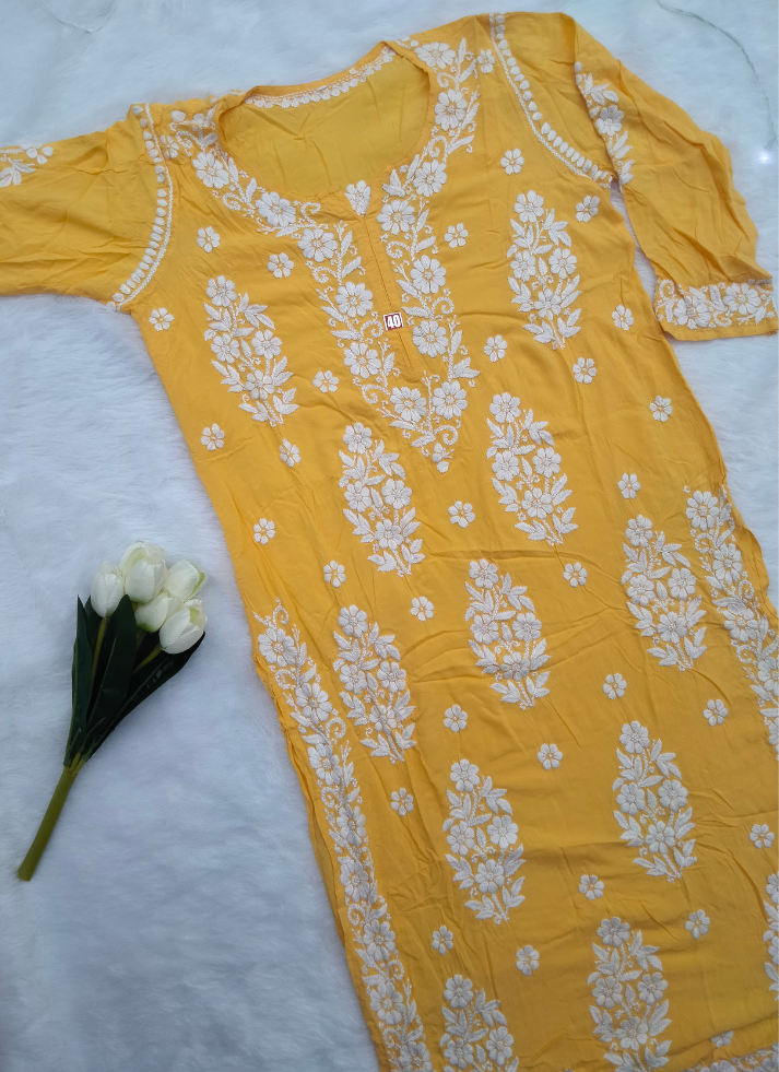 Yellow Chikankari Kurta