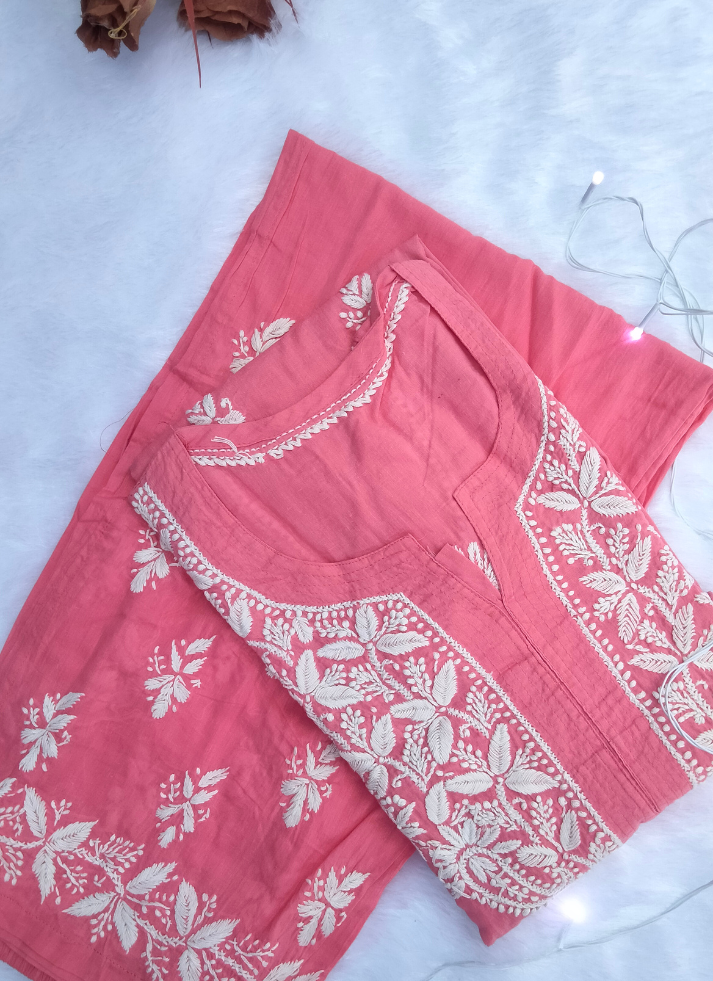 Pink Chikankari Kurta Set