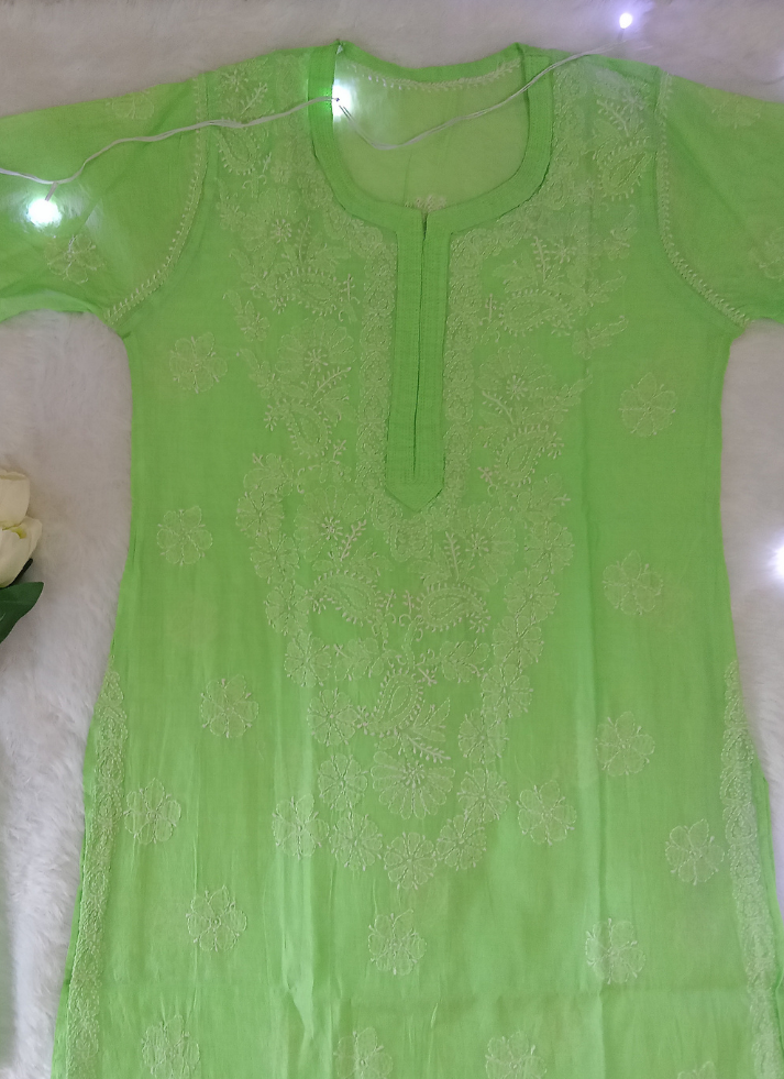 Green Chikankari Kurta