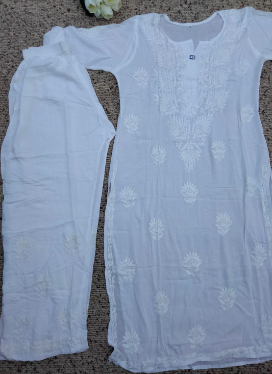 White Chikankari Kurta Set