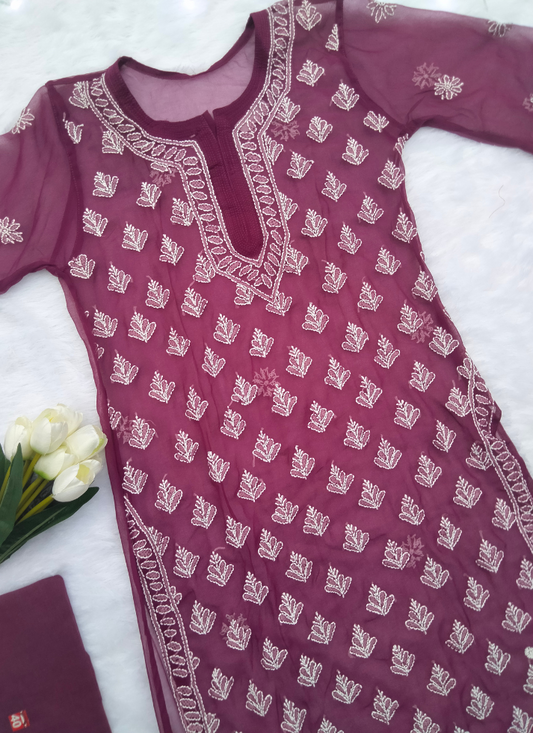 Dark Pink Chikankari Kurti