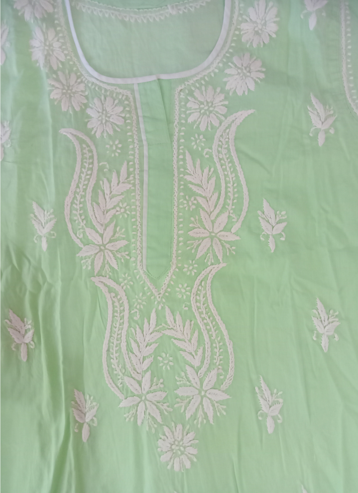 Green Chikankari Kurti