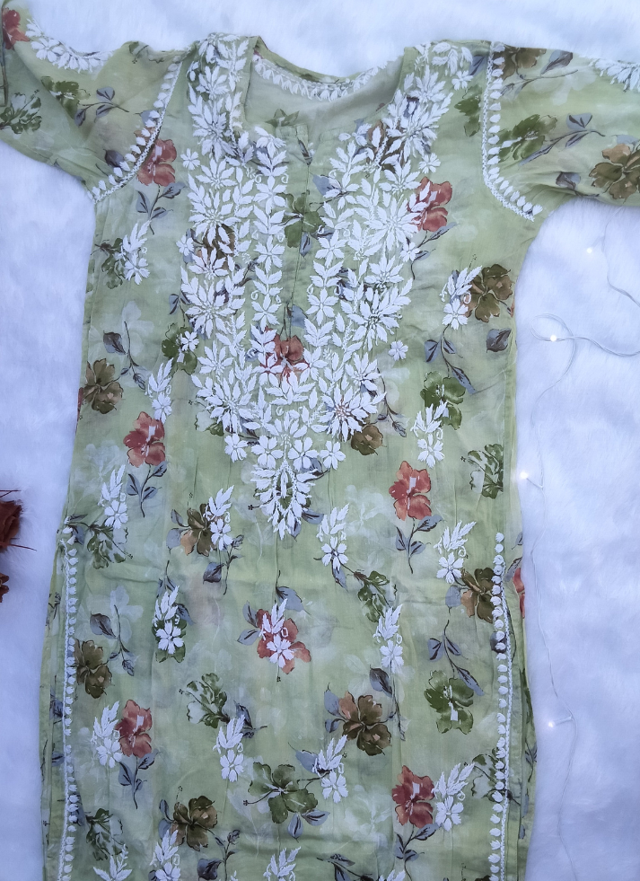 Lime Green Chikankari Kurta