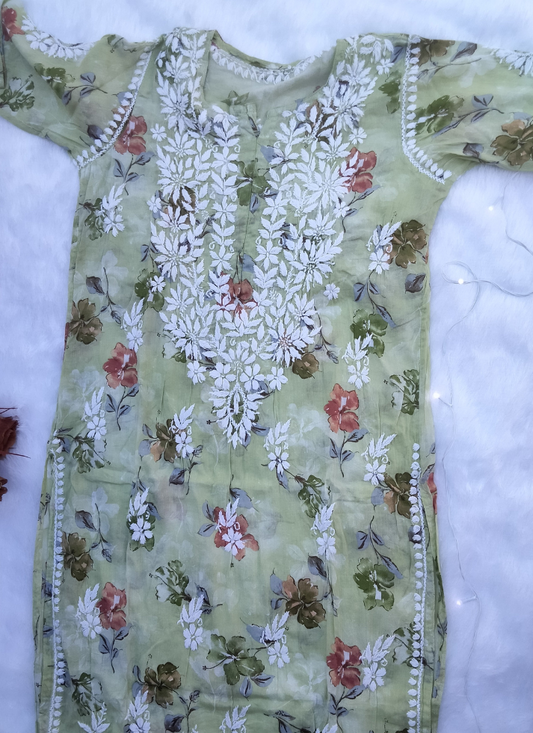 Lime Green Chikankari Kurta