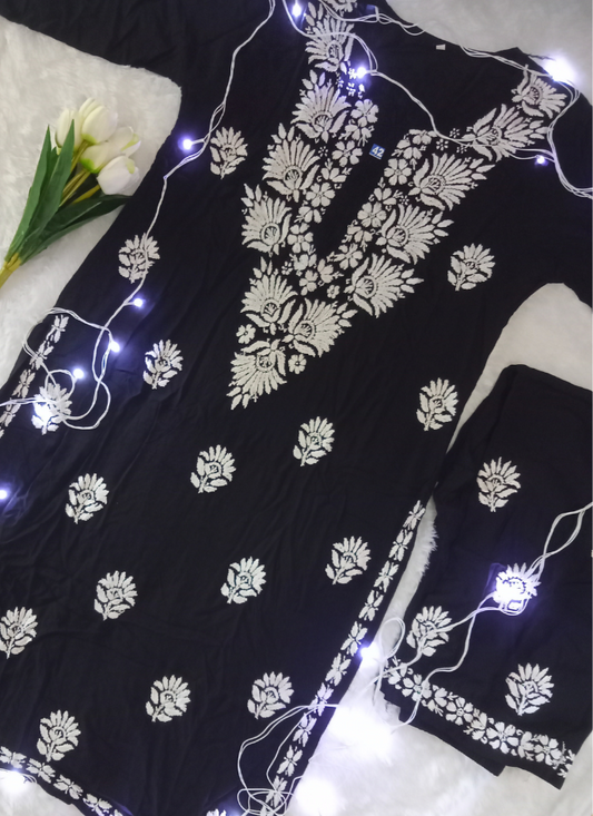 Black Chikankari Kurta Set