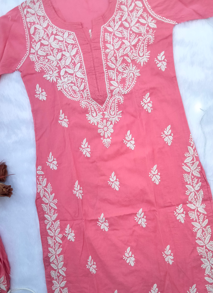 Pink Chikankari Kurta Set