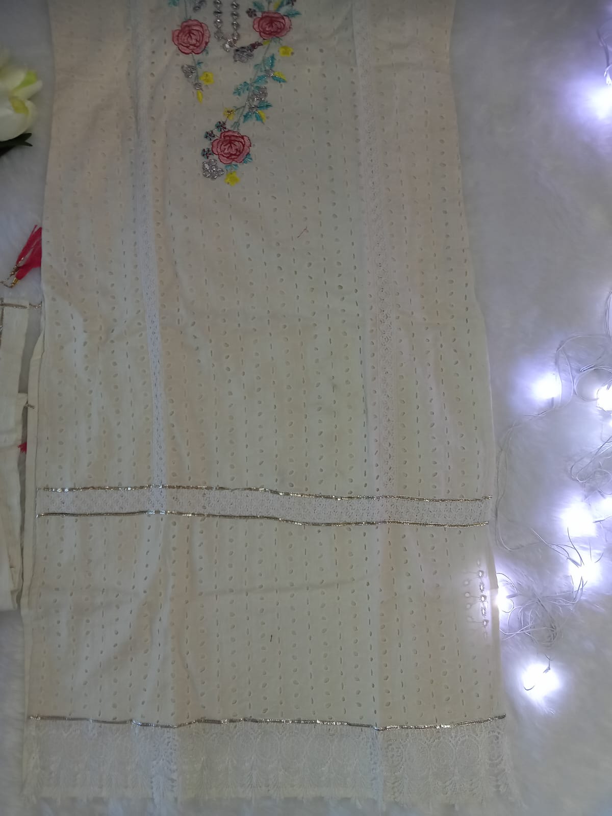 White Kurta  Set with Dupatta