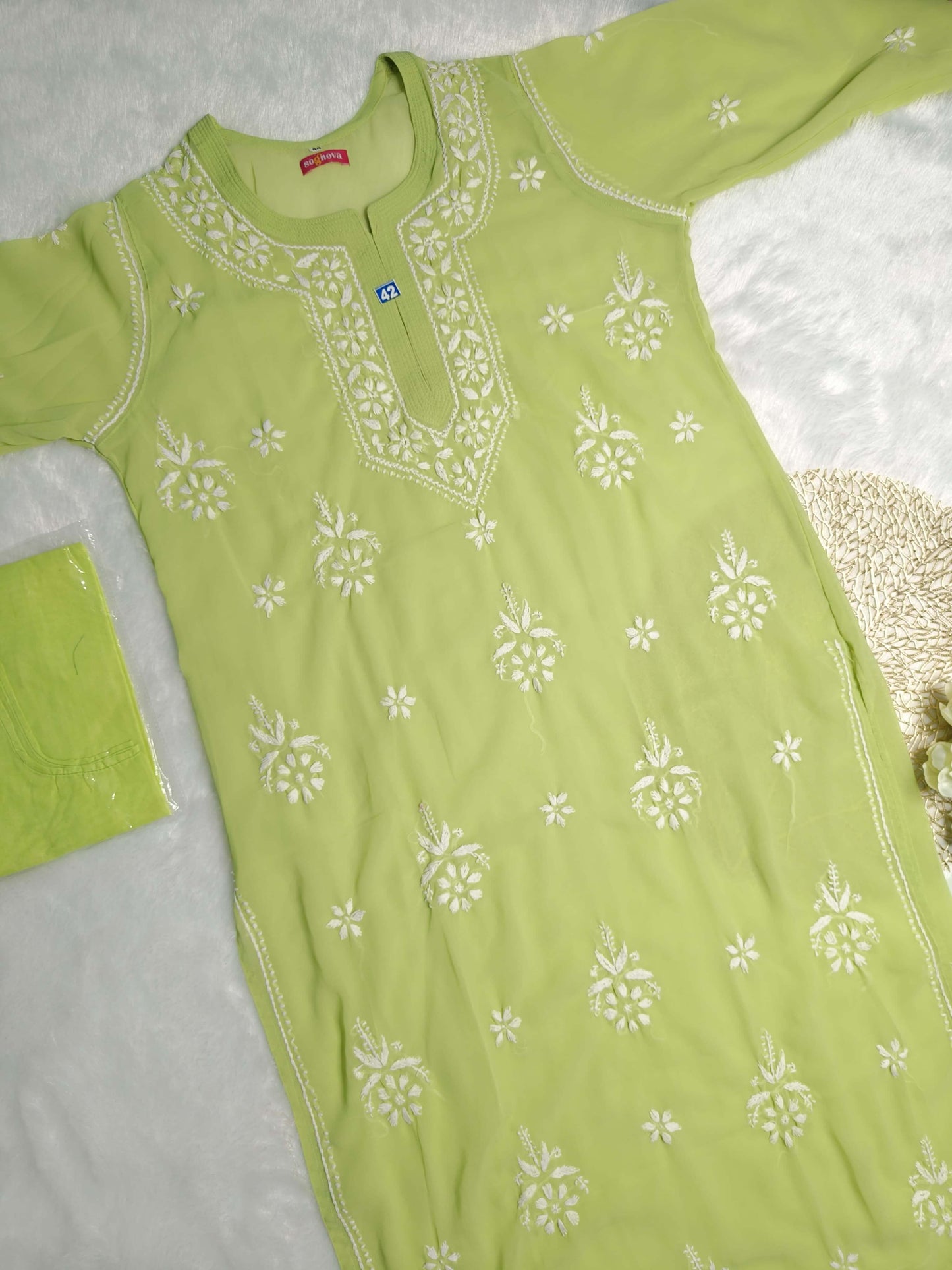 Light Green Chikankari Kurti