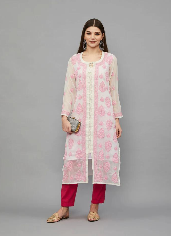 Pink Chikankari kurta