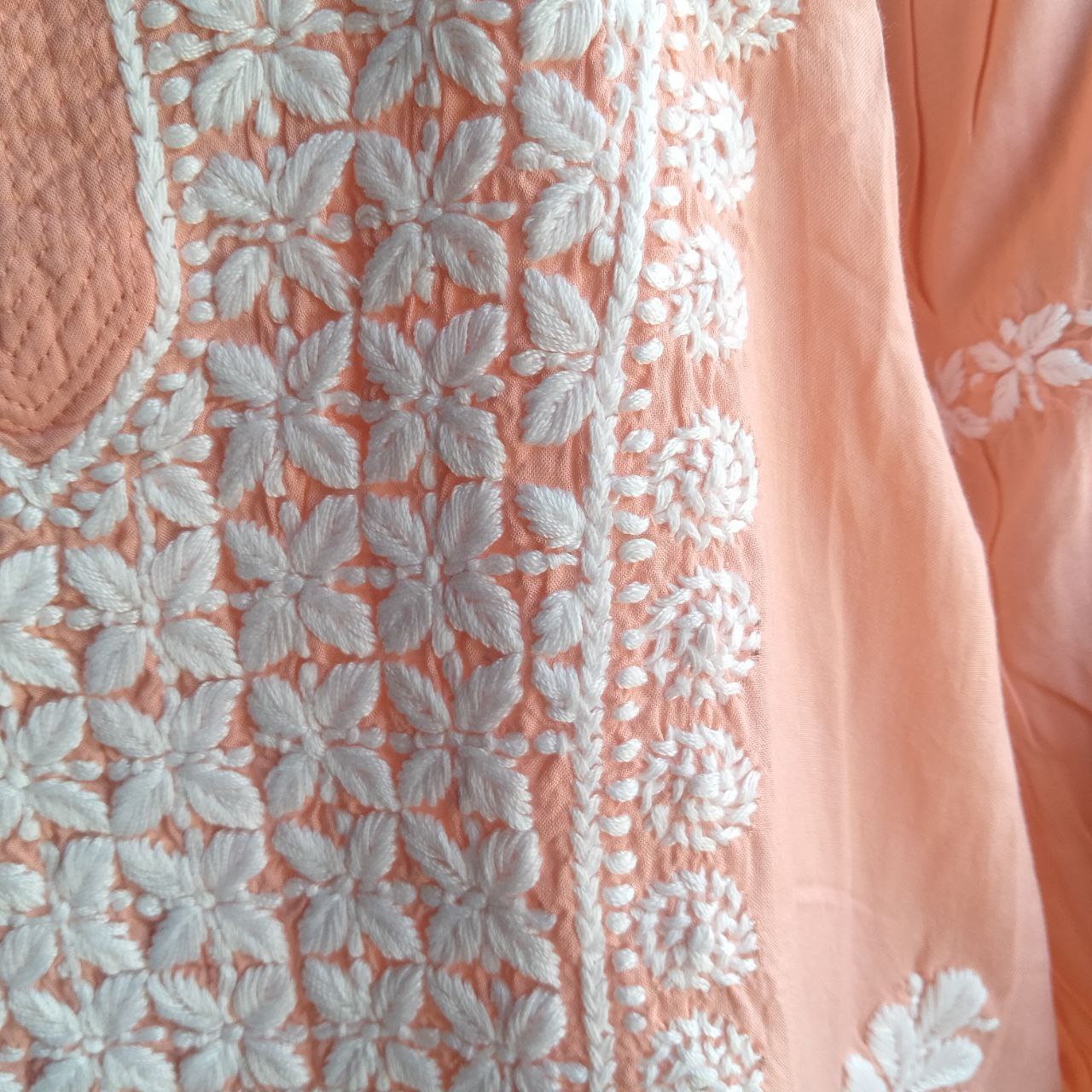 Orange Chikankari Kurta