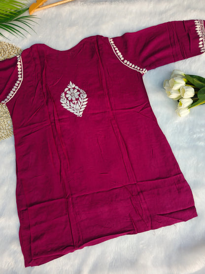 Modal Chikankari Short Kurti