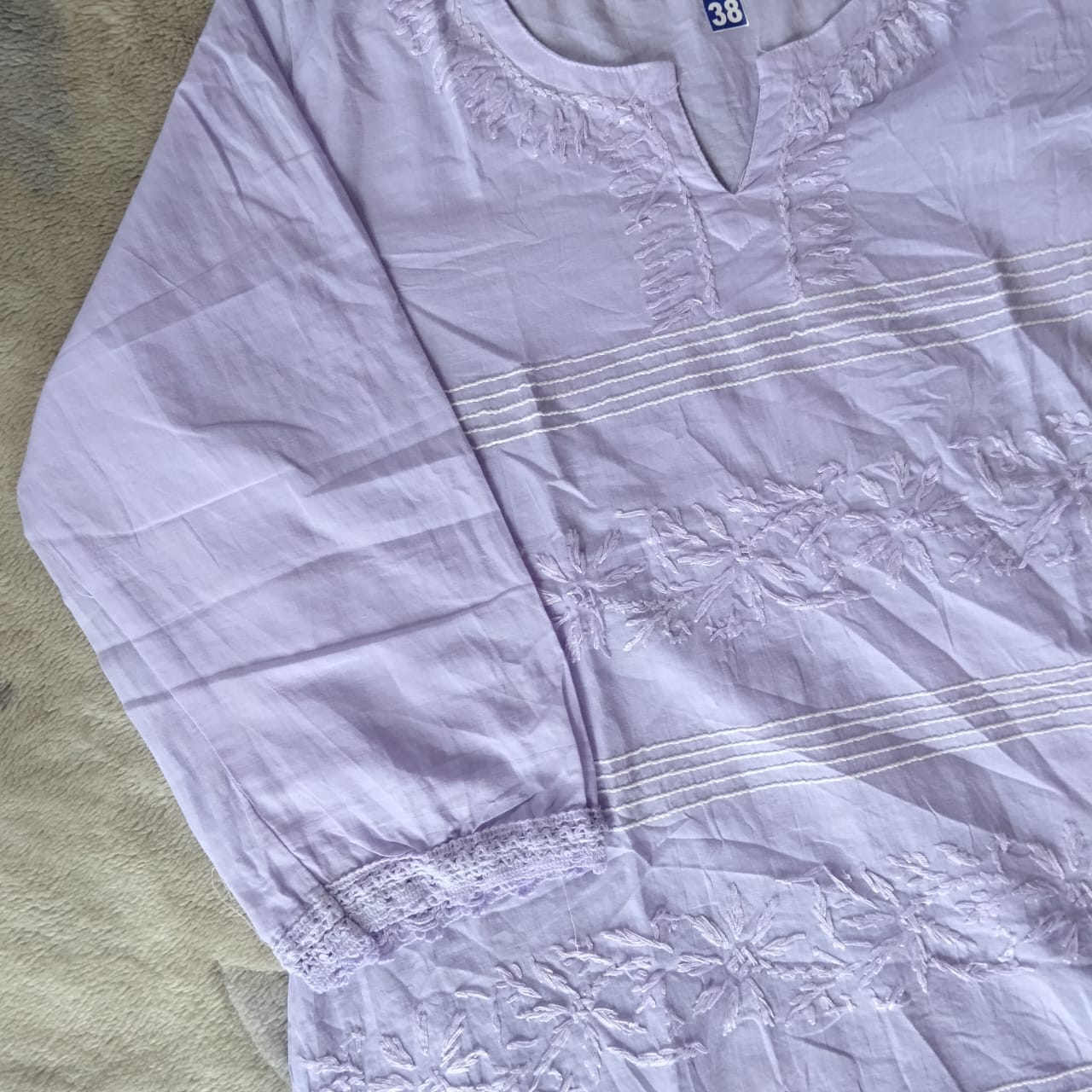 Purple Chikankari Short Kurti